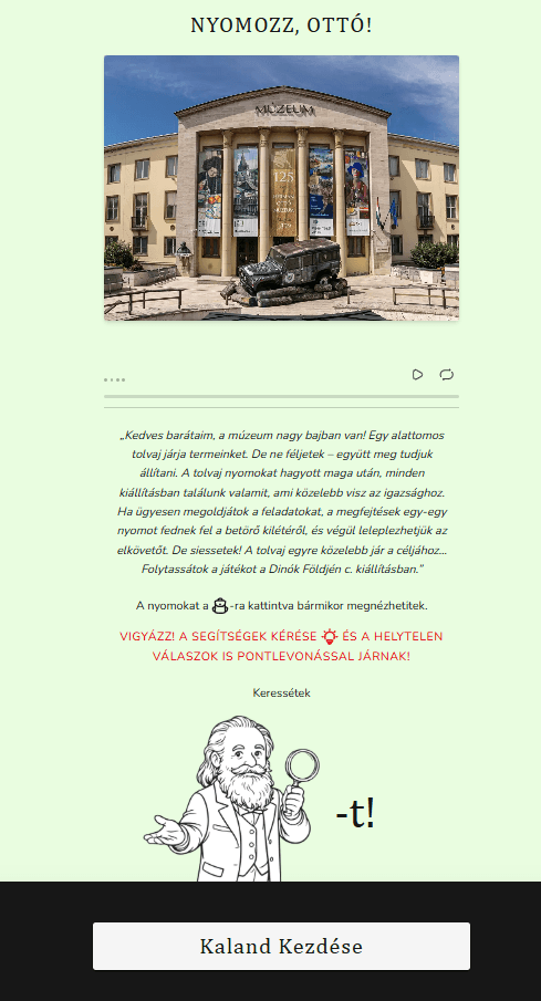Herman Ottó Museum investigation game
